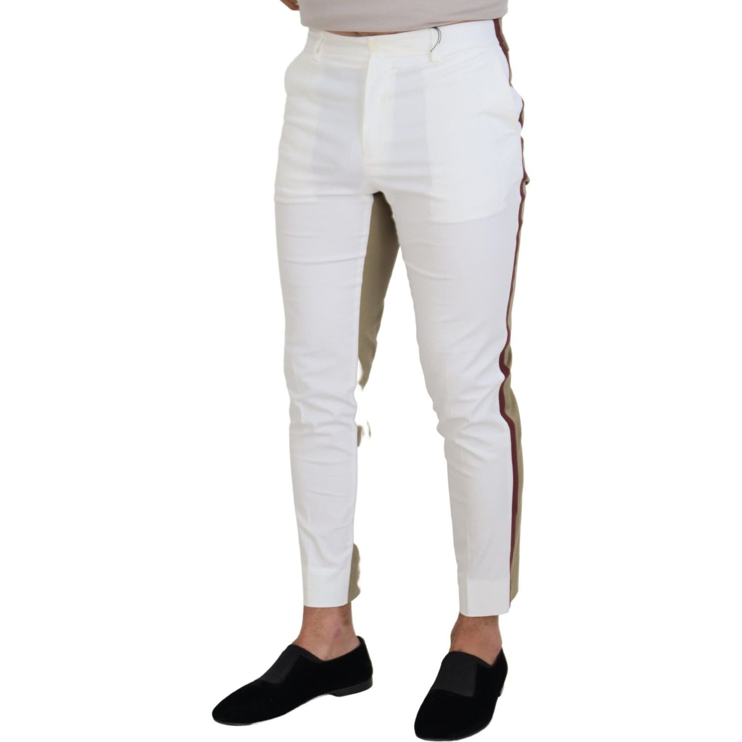 Dolce & Gabbana Two-Tone White & Brown Chic Cotton Pants Dolce & Gabbana Light Gray