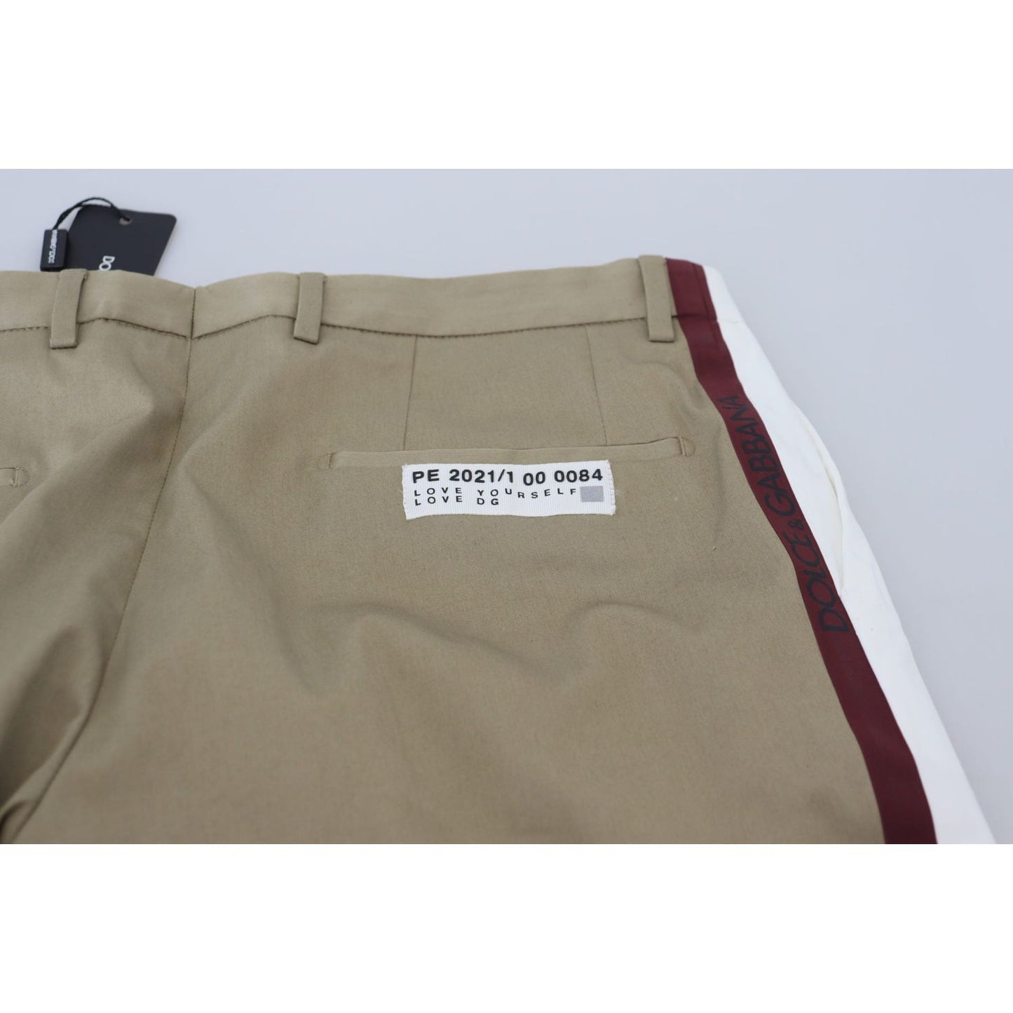 Dolce & Gabbana Two-Tone White & Brown Chic Cotton Pants Dolce & Gabbana Slate Gray
