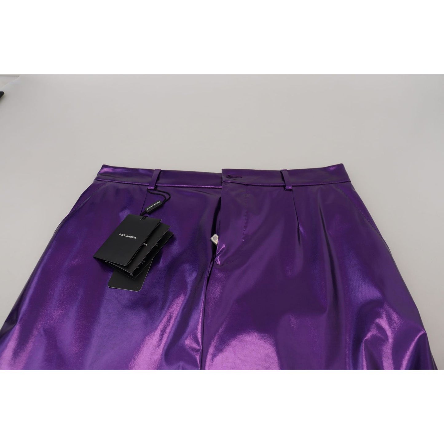 Dolce & Gabbana Elegant Shining Purple Straight Fit Pants Dolce & Gabbana Gray