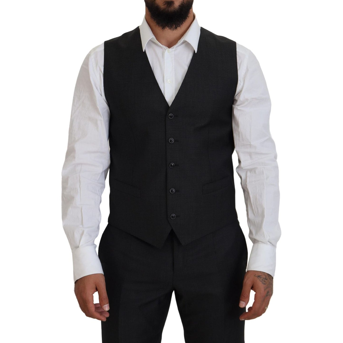 Dolce & Gabbana Elegant Gray Martini Three-Piece Wool Silk Suit Dolce & Gabbana Black