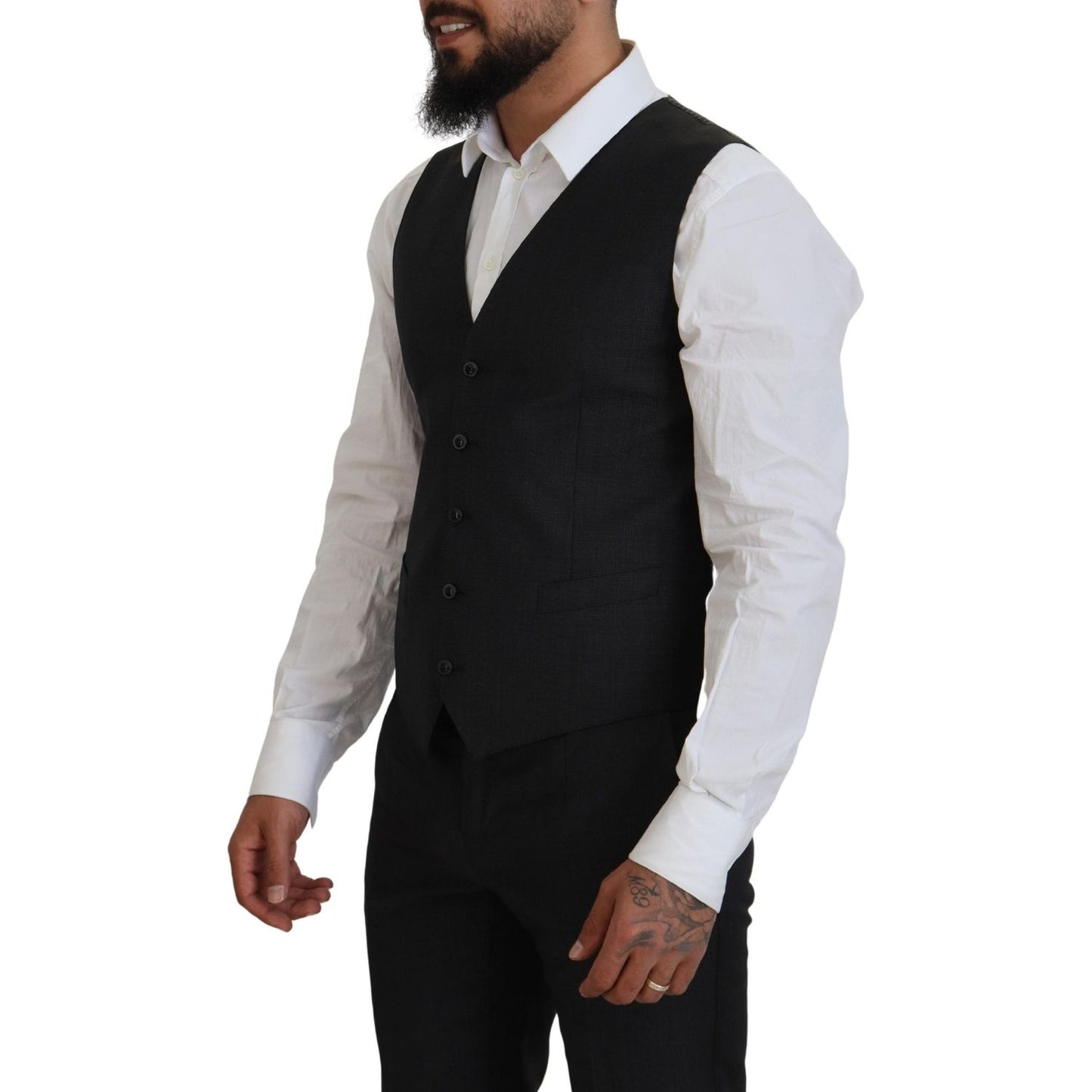 Dolce & Gabbana Elegant Gray Martini Three-Piece Wool Silk Suit Dolce & Gabbana Black