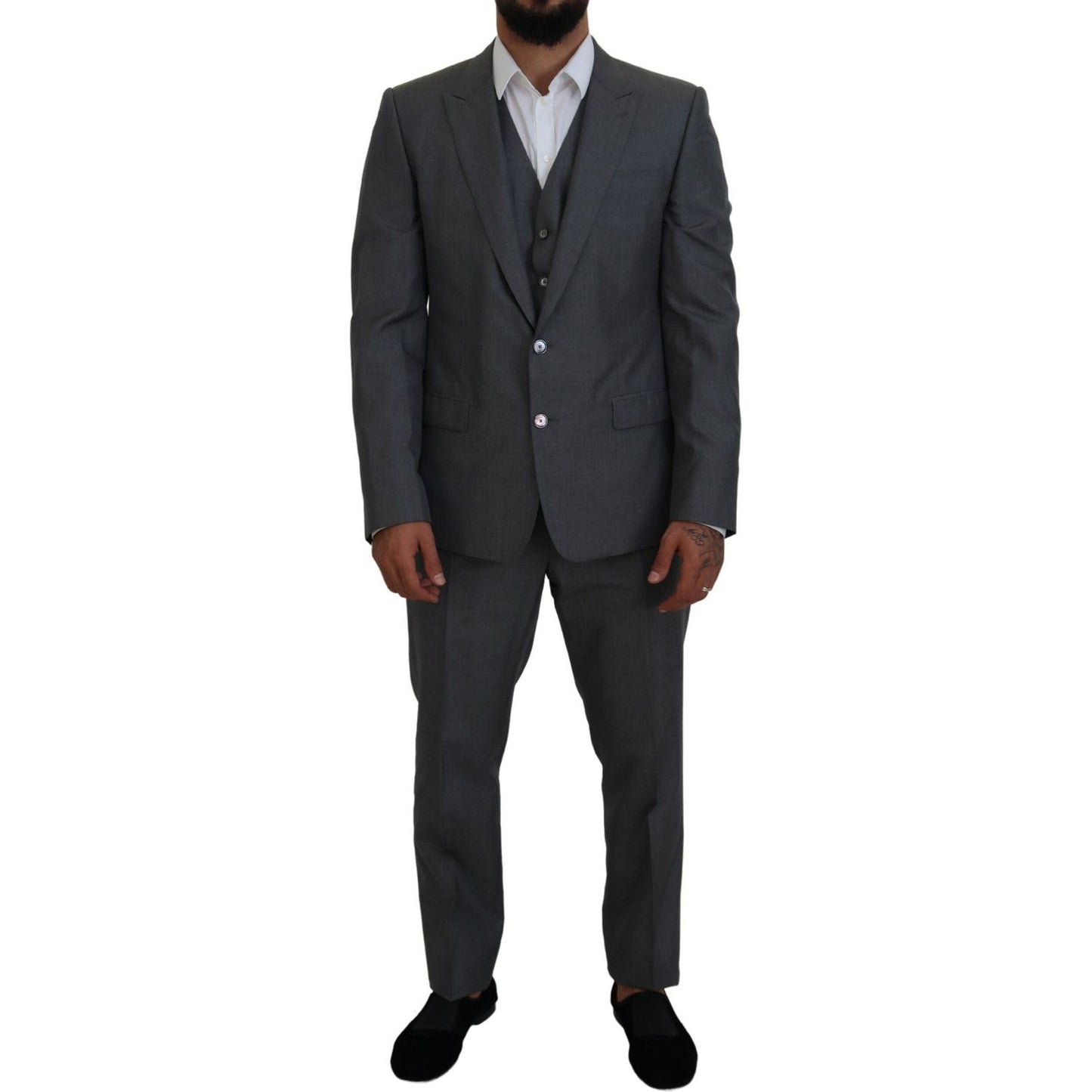Dolce & Gabbana Sleek Silver Martini Slim Fit Three-Piece Suit Dolce & Gabbana Dark Slate Gray