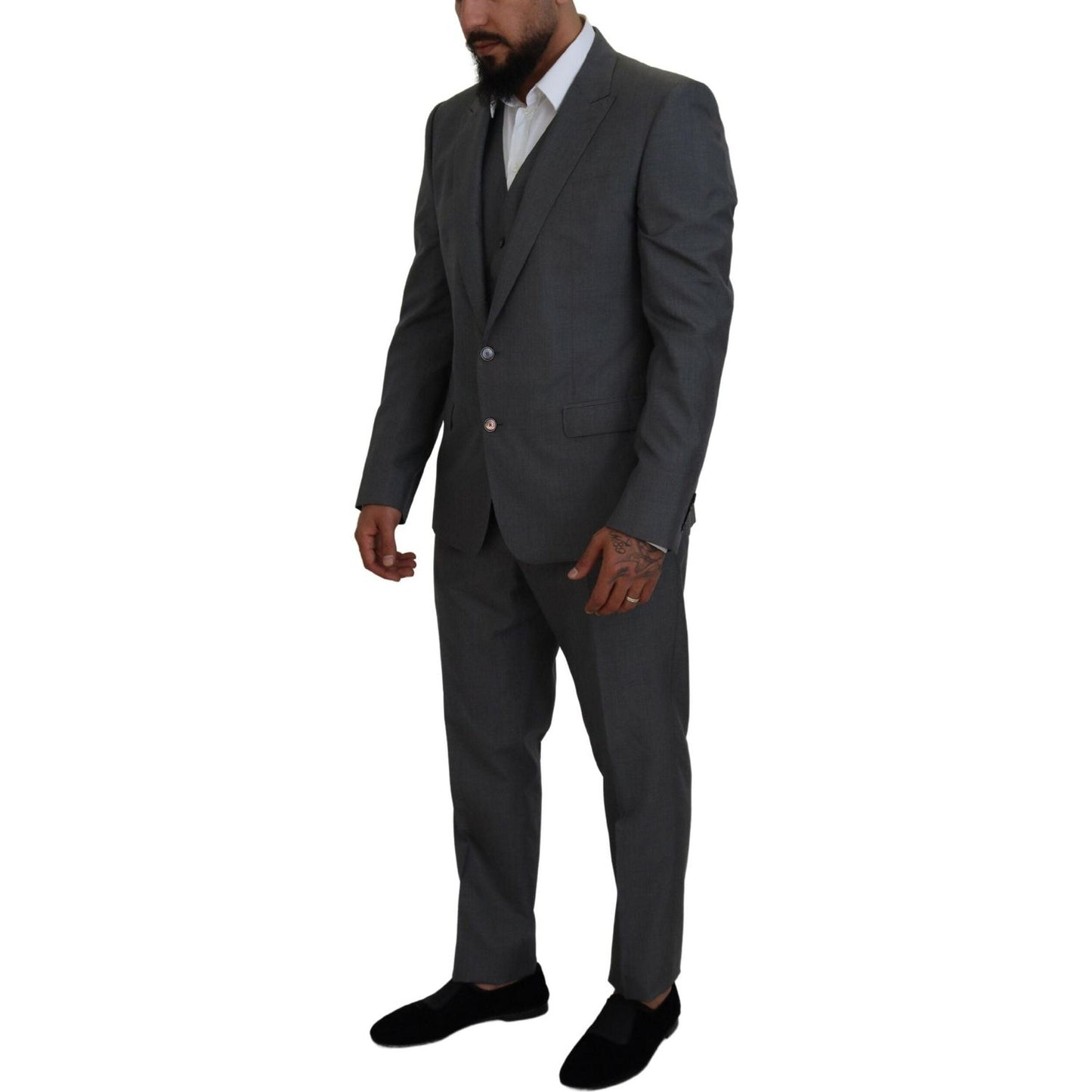Dolce & Gabbana Sleek Silver Martini Slim Fit Three-Piece Suit Dolce & Gabbana Dark Slate Gray