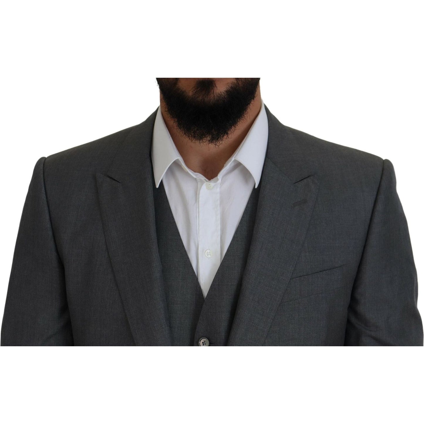 Dolce & Gabbana Sleek Silver Martini Slim Fit Three-Piece Suit Dolce & Gabbana Dark Slate Gray