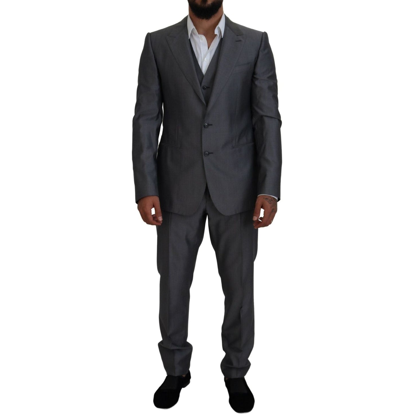 Dolce & Gabbana Elegant Gray Silver Sicilia Suit Ensemble Dolce & Gabbana Dark Slate Gray
