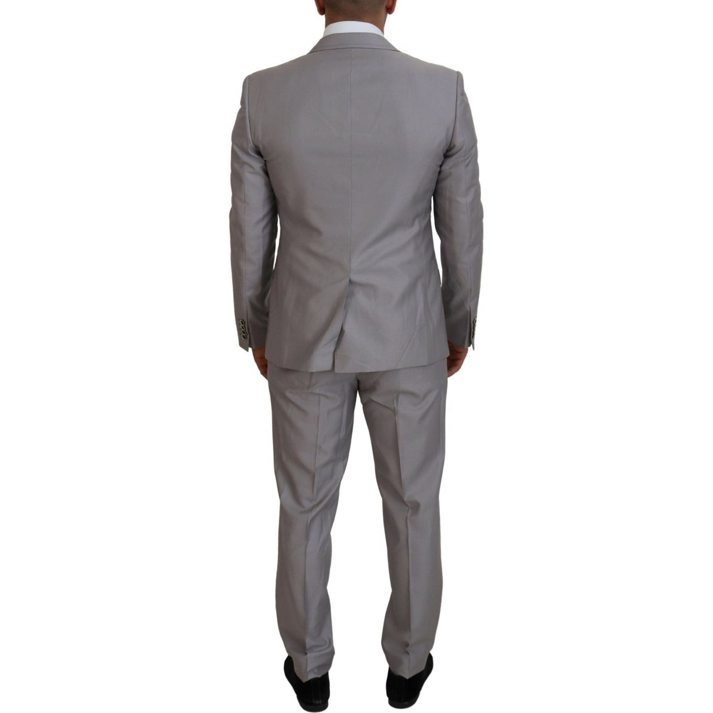 Dolce & Gabbana Elegant Silver Slim Fit Three-Piece Suit Dolce & Gabbana Dim Gray