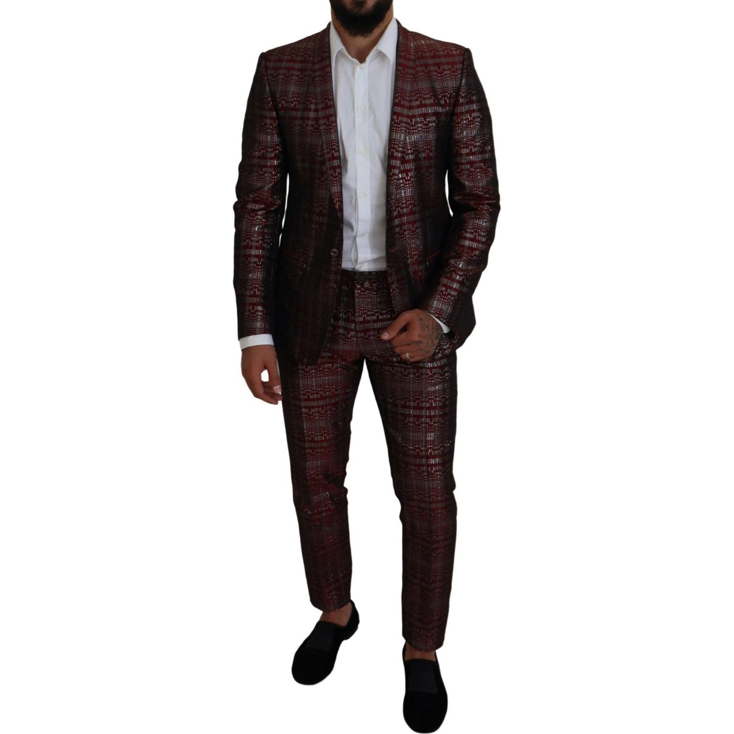 Dolce & Gabbana Bordeaux Fantasy Slim Fit Two-Piece Suit Dolce & Gabbana Black