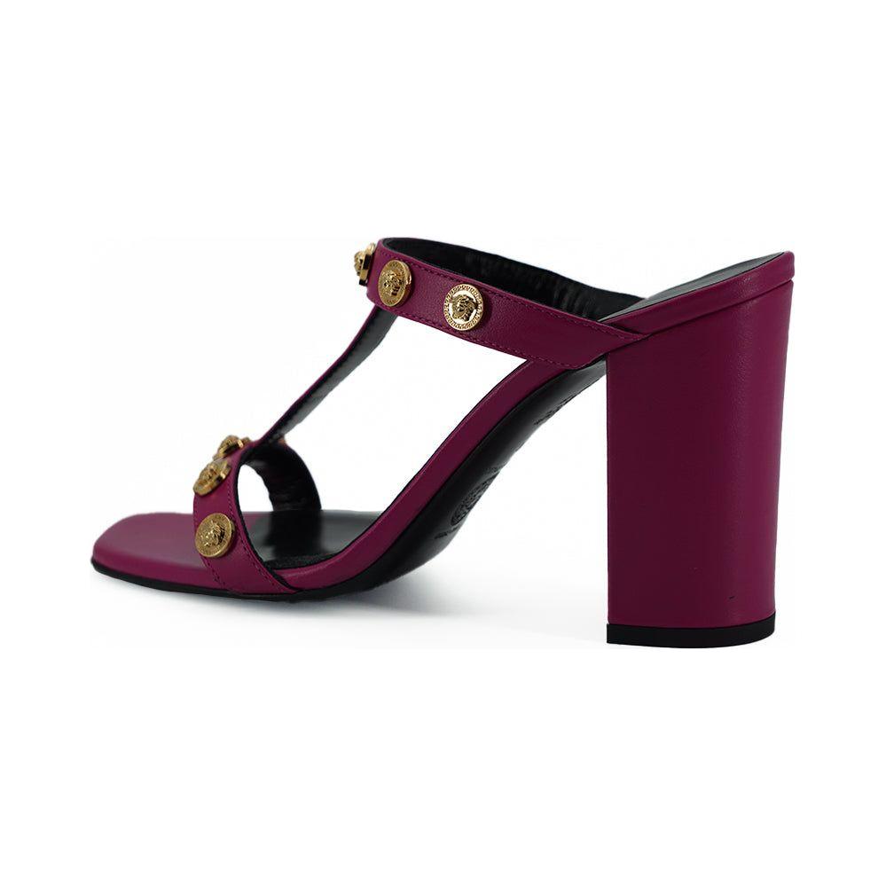Versace Elegant Purple Calf Leather High Sandals Versace Dark Slate Gray