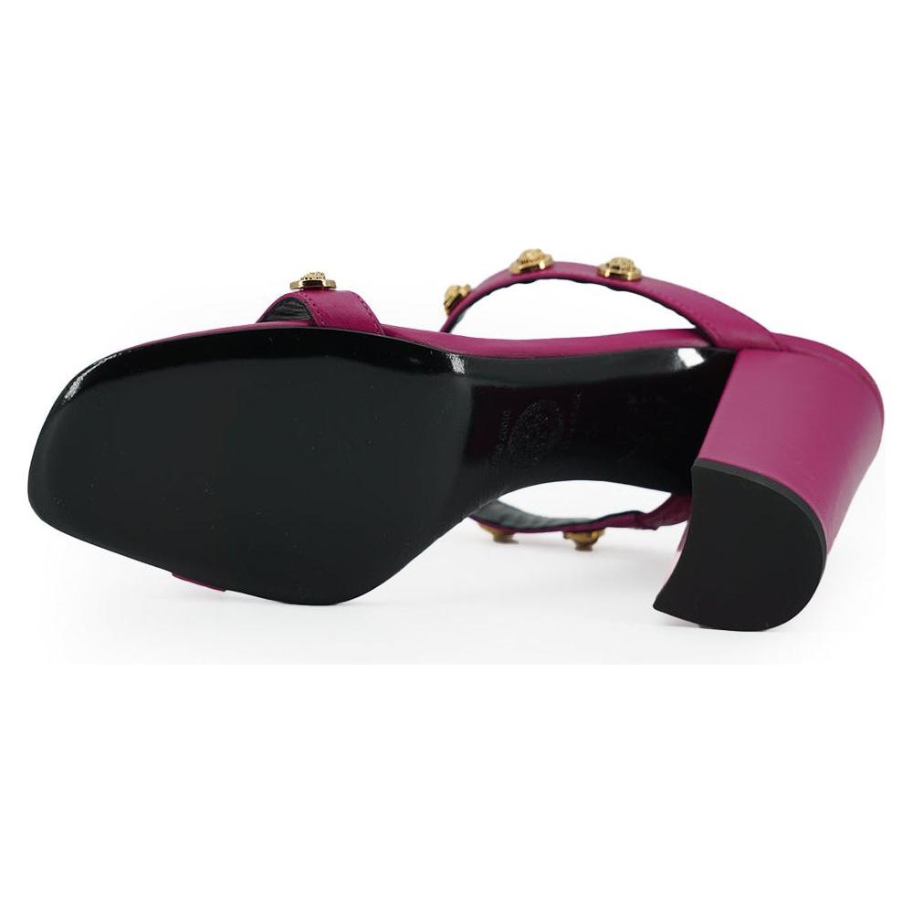 Versace Elegant Purple Calf Leather High Sandals Versace Black