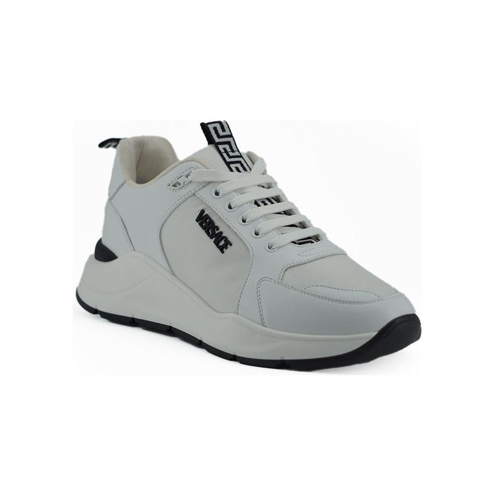 Versace Sleek White Calf Leather Sneakers Versace Dark Gray