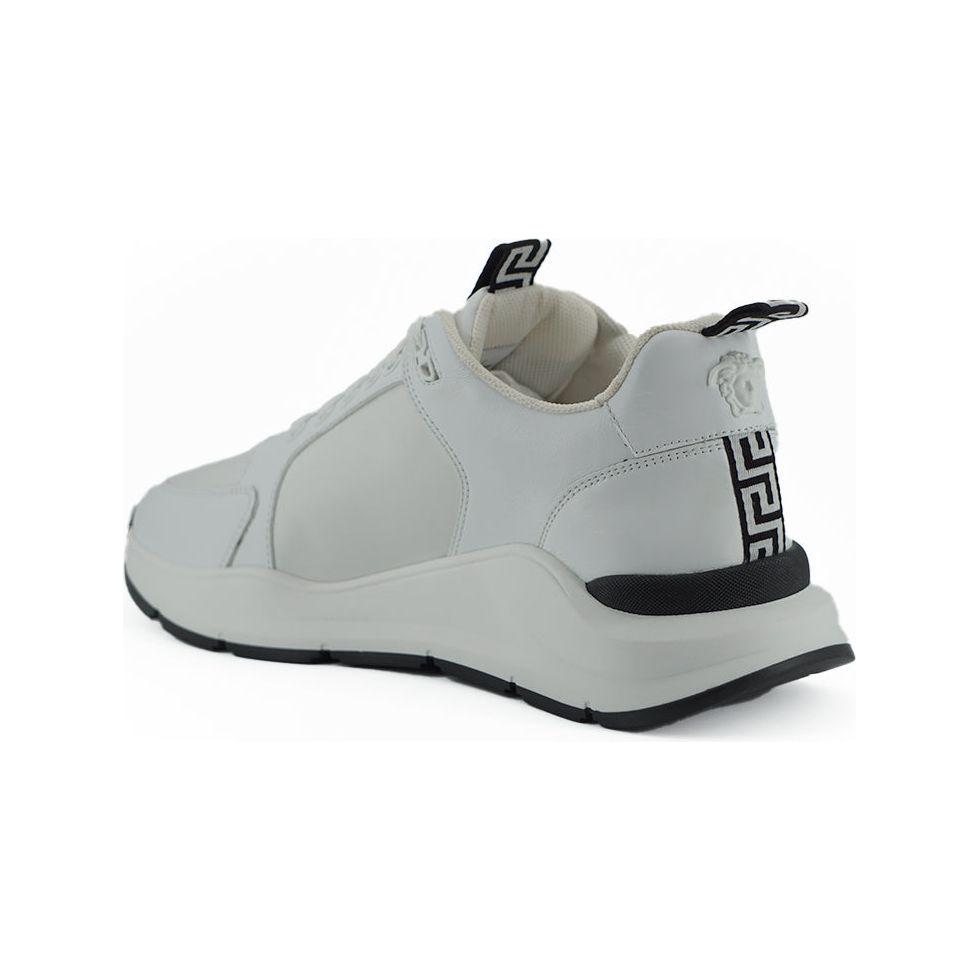 Versace Sleek White Calf Leather Sneakers Versace Dark Gray
