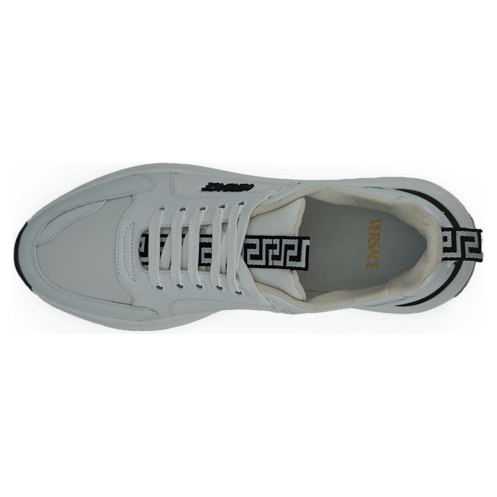 Versace Sleek White Calf Leather Sneakers Versace Light Slate Gray