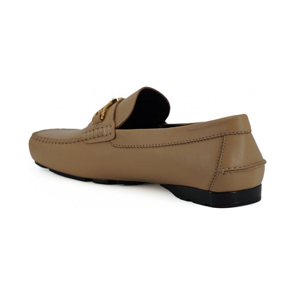 Versace Exquisite Medusa Gold-Tone Leather Loafers Versace Dim Gray