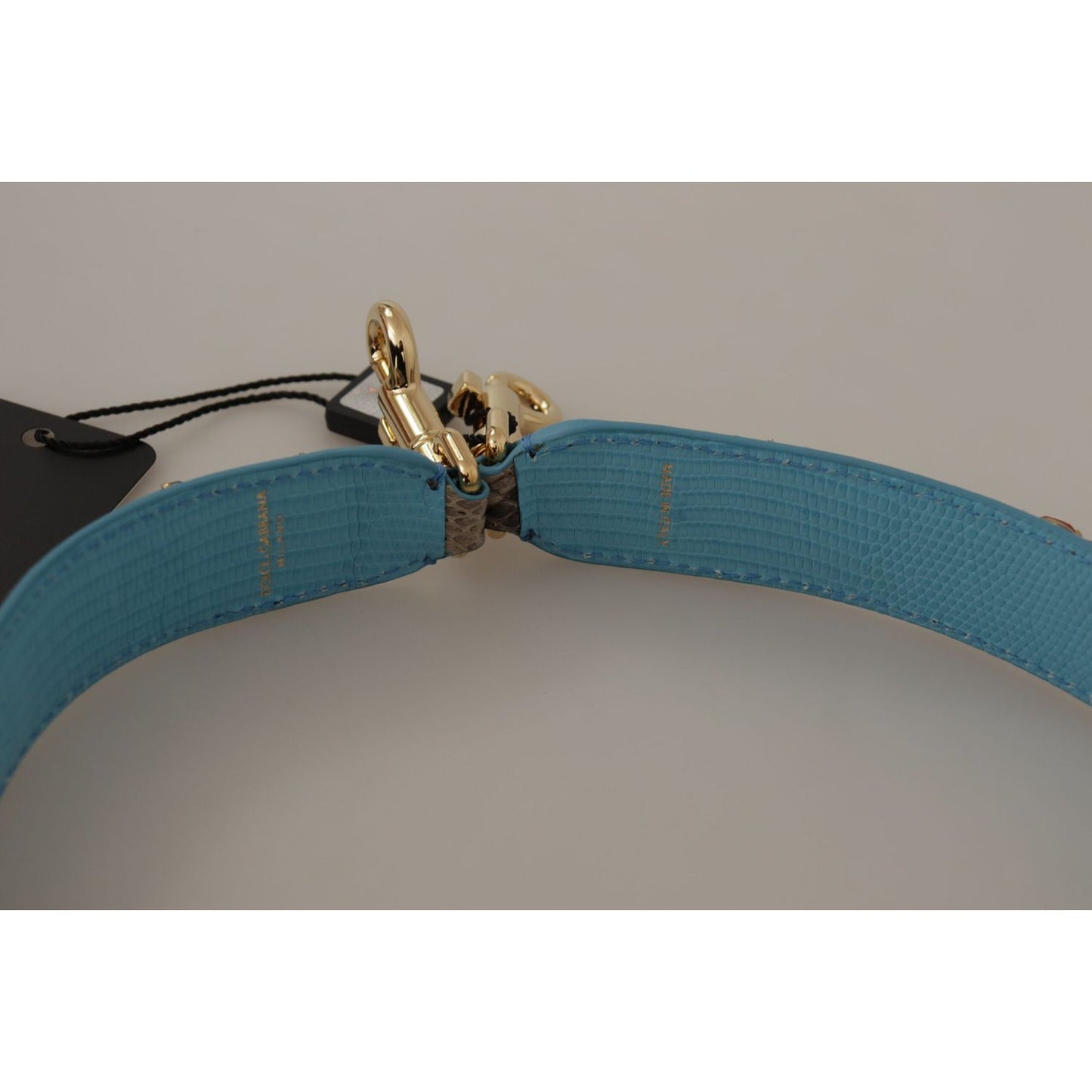 Dolce & Gabbana Elegant Python Leather Shoulder Strap Accessory Dolce & Gabbana Light Slate Gray