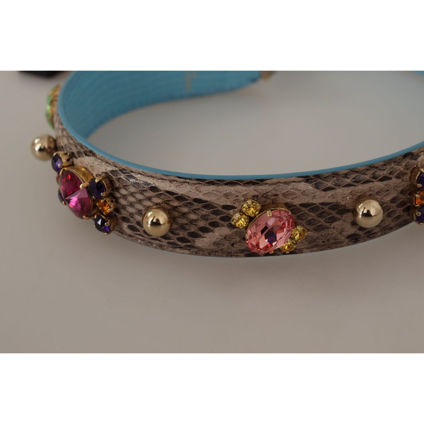 Dolce & Gabbana Elegant Python Leather Shoulder Strap Accessory Dolce & Gabbana Light Slate Gray