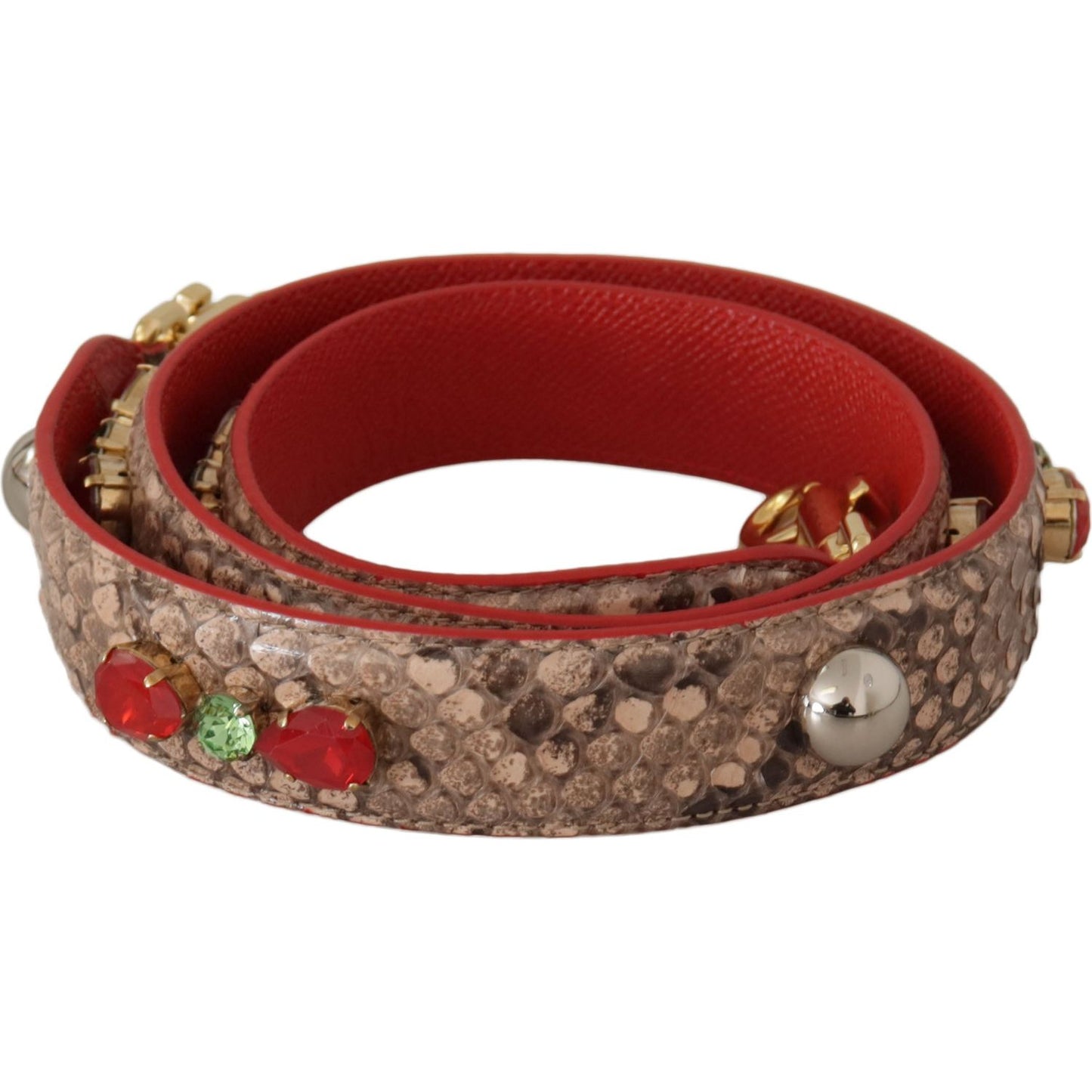 Dolce & Gabbana Chic Brown Python Leather Bag Strap Dolce & Gabbana Saddle Brown