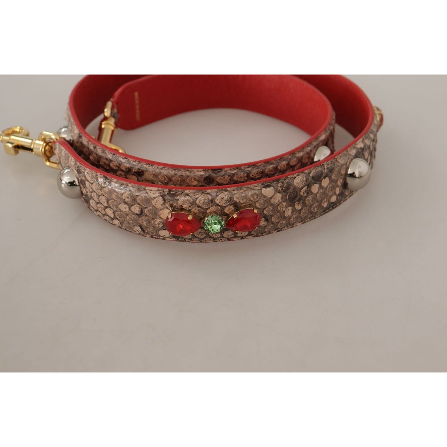 Dolce & Gabbana Chic Brown Python Leather Bag Strap Dolce & Gabbana Dark Gray