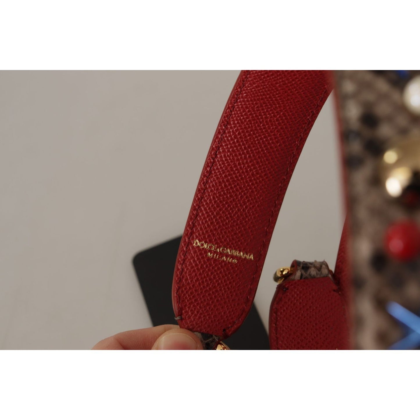 Dolce & Gabbana Elegant Python Leather Shoulder Strap Dolce & Gabbana Dark Gray