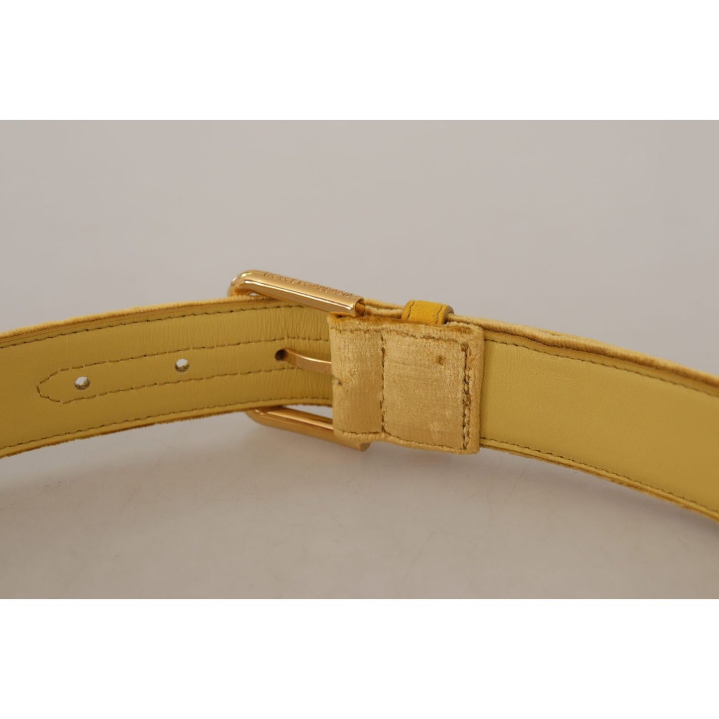 Dolce & Gabbana Elegant Velvet Designer Gold-Buckled Belt Dolce & Gabbana Dark Gray