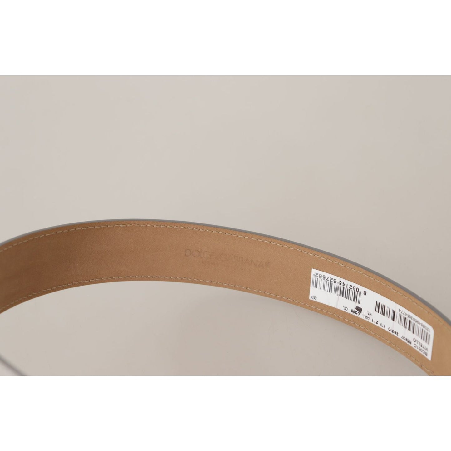 Dolce & Gabbana Engraved Silver-Toned Leather Belt Dolce & Gabbana Gray