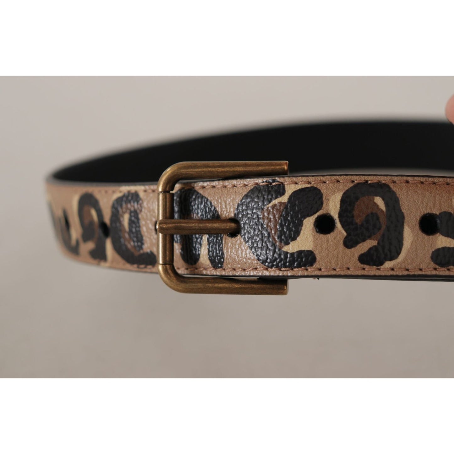 Dolce & Gabbana Elegant Leather Engraved Buckle Belt Dolce & Gabbana Dark Gray