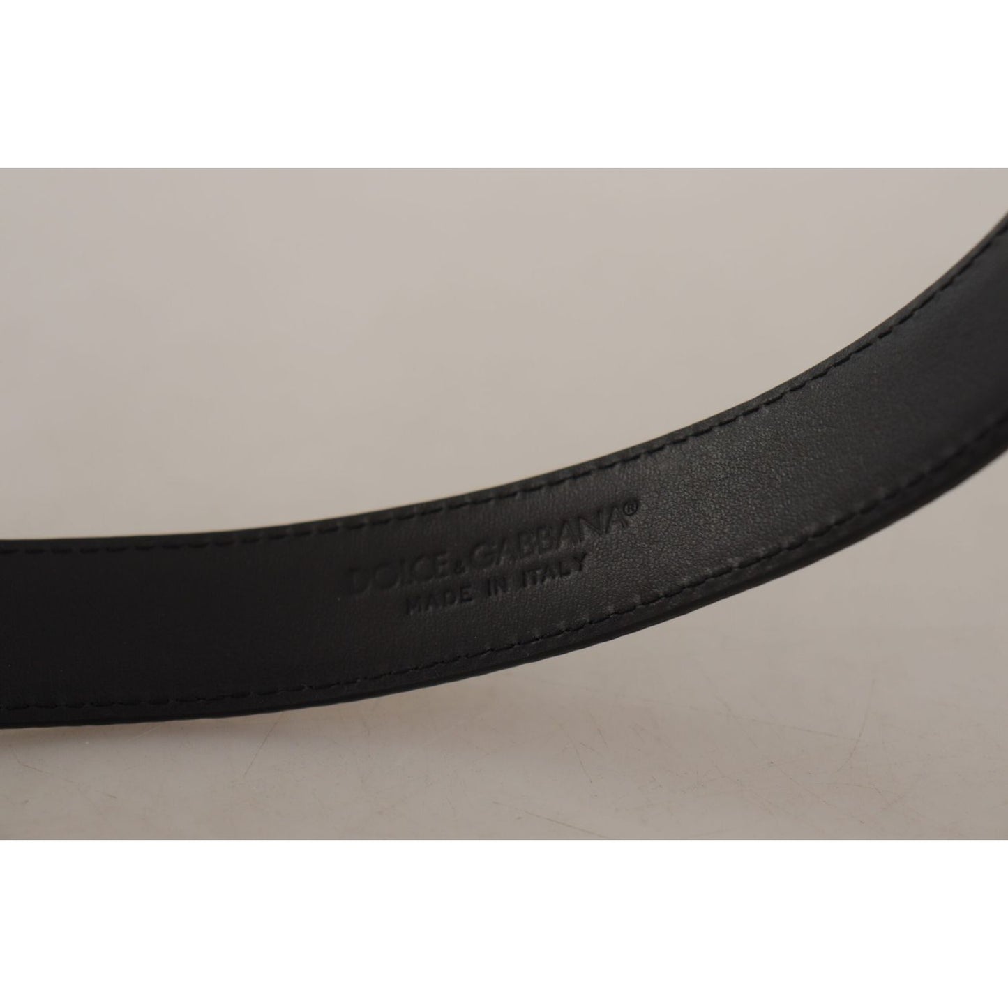 Dolce & Gabbana Elegant Leather Engraved Buckle Belt Dolce & Gabbana Dark Gray