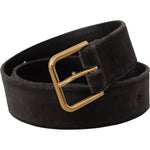Dolce & Gabbana Elegant Velvet Belt with Engraved Buckle Dolce & Gabbana Black
