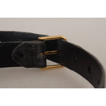 Dolce & Gabbana Elegant Velvet Belt with Engraved Buckle Dolce & Gabbana Dark Gray