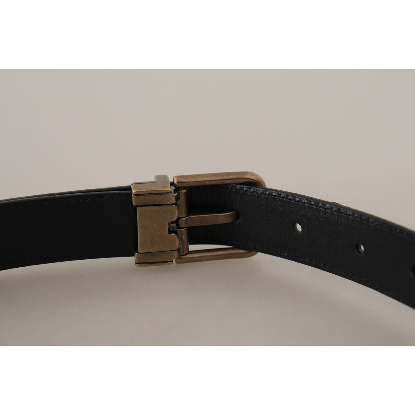 Dolce & Gabbana Chic Engraved Logo Leather Belt Dolce & Gabbana Dark Gray