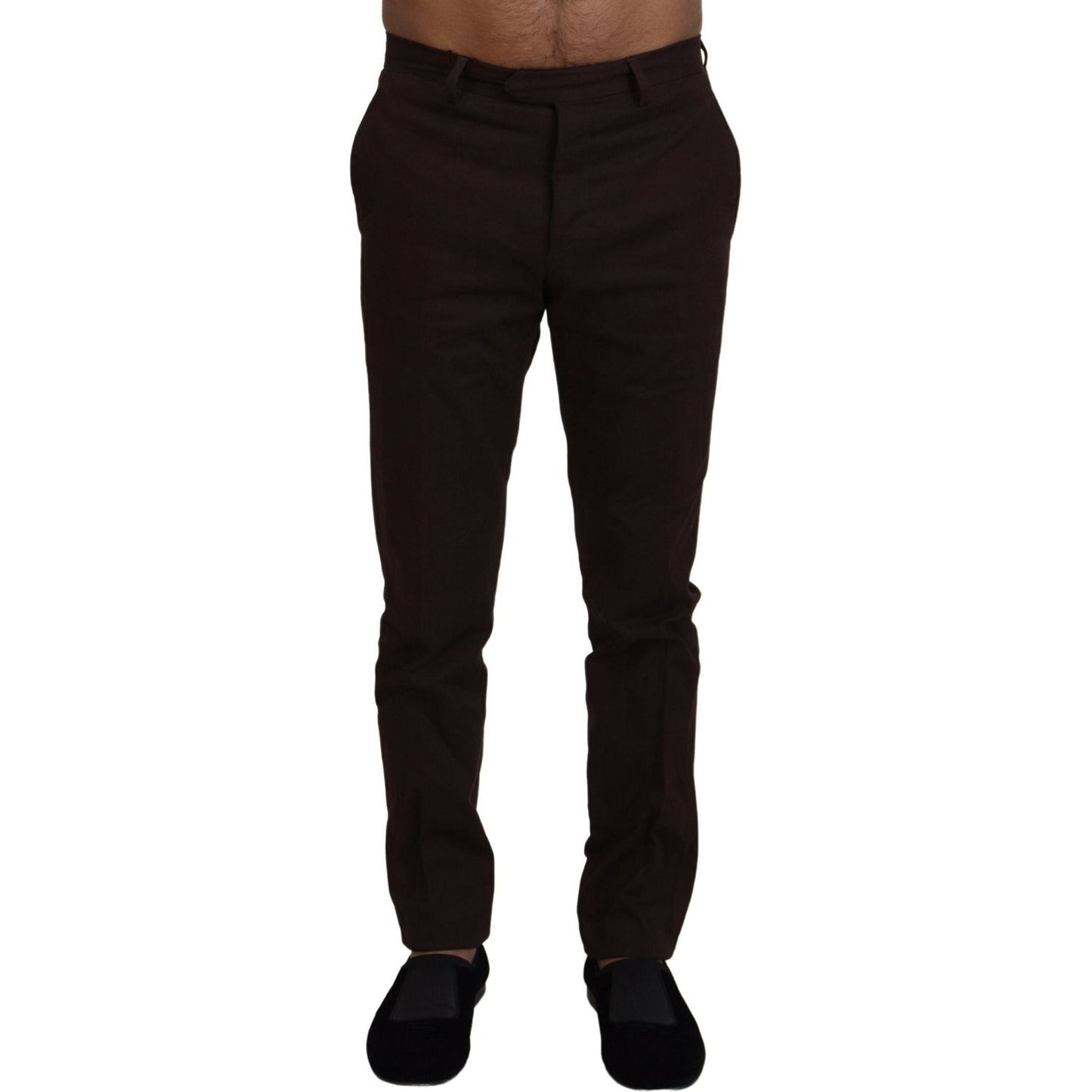 BENCIVENGA Elegant Brown Cotton Blend Trousers BENCIVENGA Black
