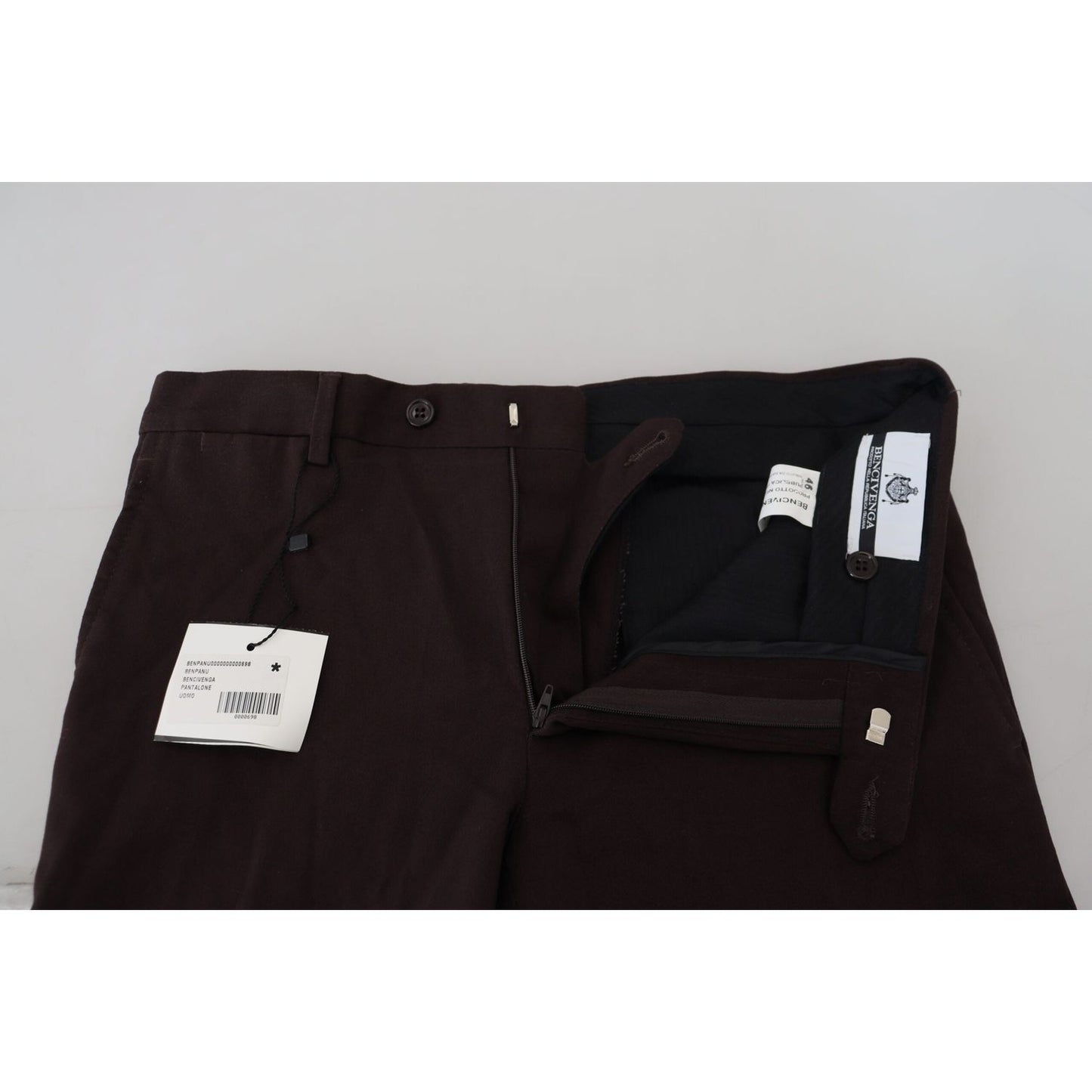 BENCIVENGA Elegant Brown Cotton Blend Trousers BENCIVENGA Black