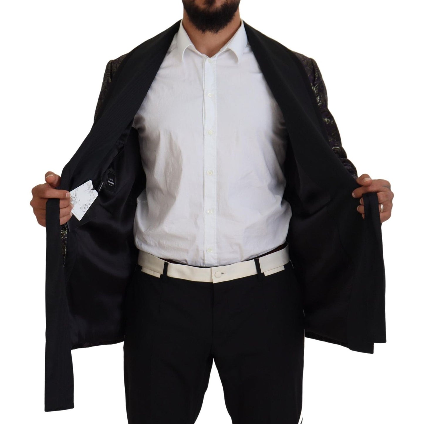 Dolce & Gabbana Gold Jacquard Robe Jacket Dolce & Gabbana Black