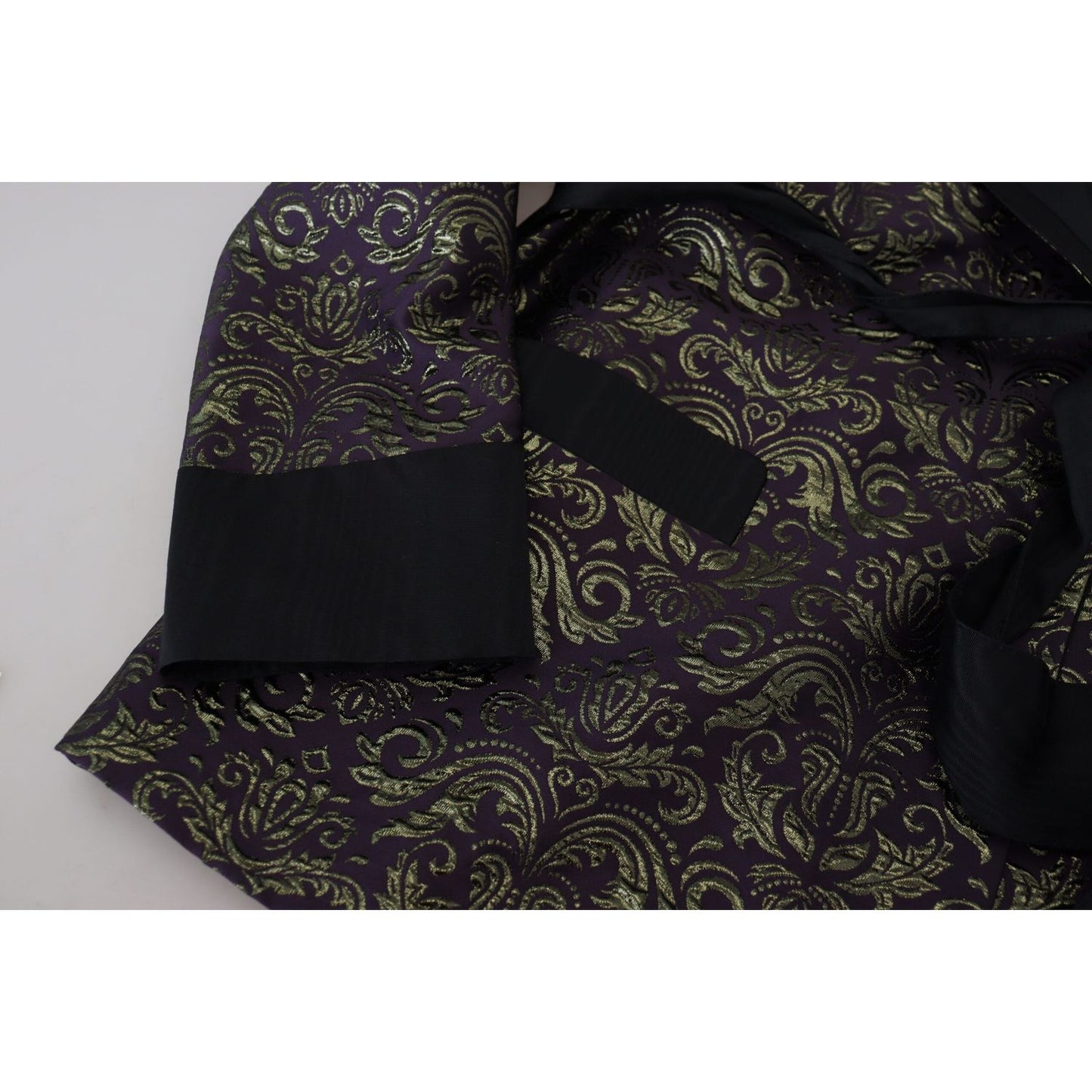 Dolce & Gabbana Gold Jacquard Robe Jacket Dolce & Gabbana Black