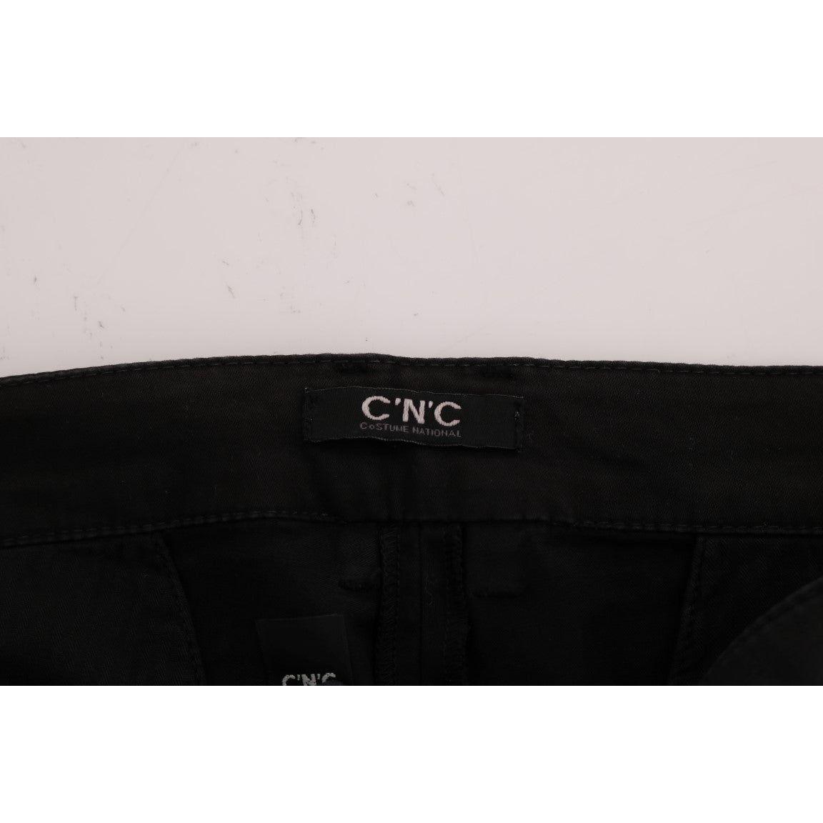 Costume National Chic Black Slim Fit Cotton Stretch Pants Jeans & Pants Costume National Light Gray