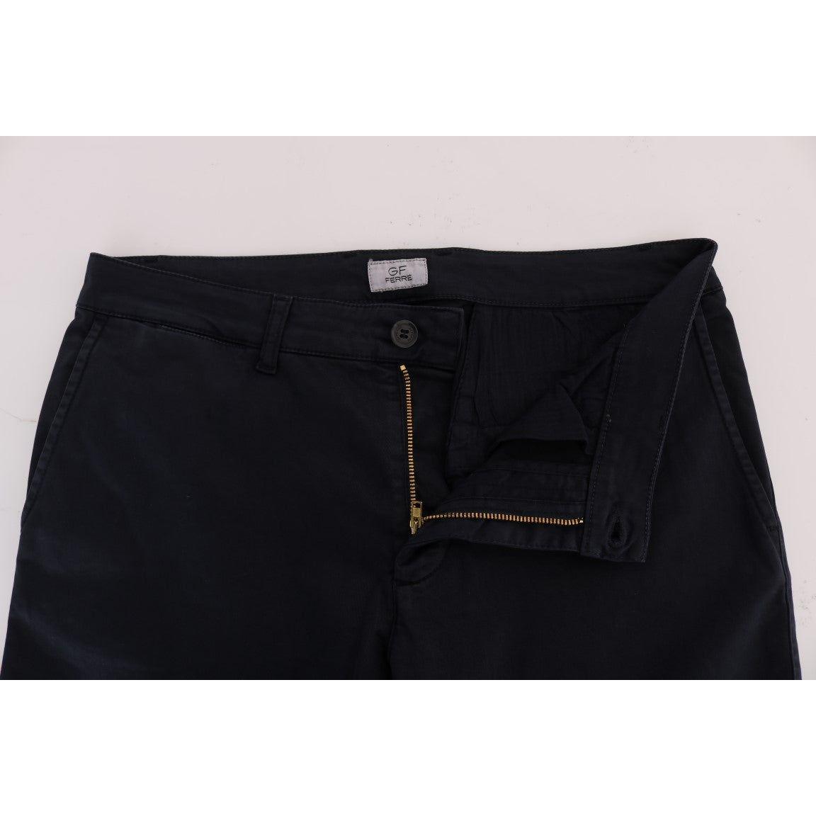 GF Ferre Chic Slim-Fit Blue Cotton Stretch Pants GF Ferre Black