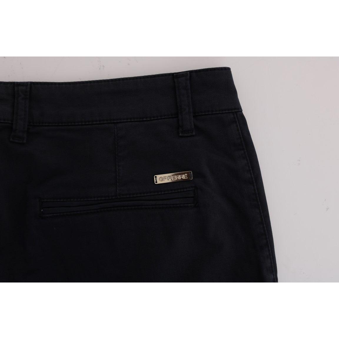 GF Ferre Chic Slim-Fit Blue Cotton Stretch Pants GF Ferre Black