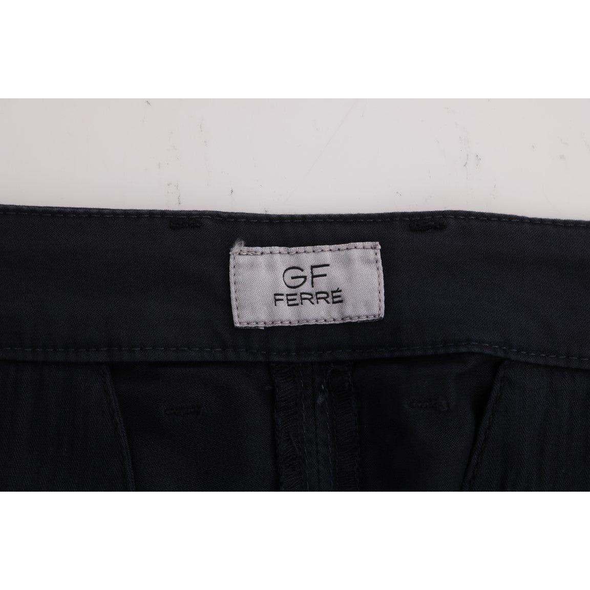 GF Ferre Chic Slim-Fit Blue Cotton Stretch Pants GF Ferre Black