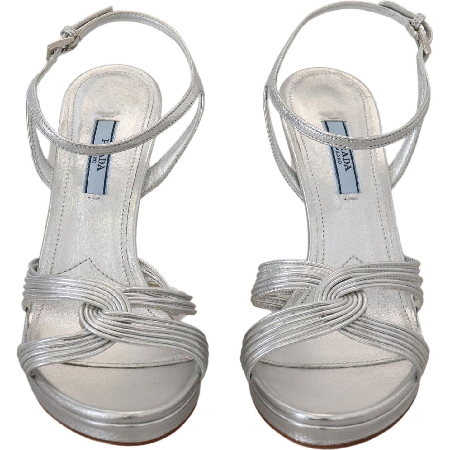 Prada Elegant Silver Stiletto Heels Sandals Prada Gray
