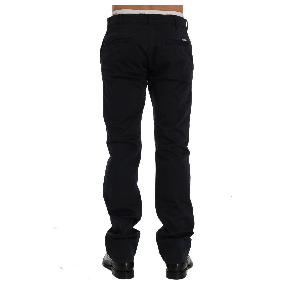 GF Ferre Sleek Blue Cotton Stretch Pants for Men GF Ferre Black