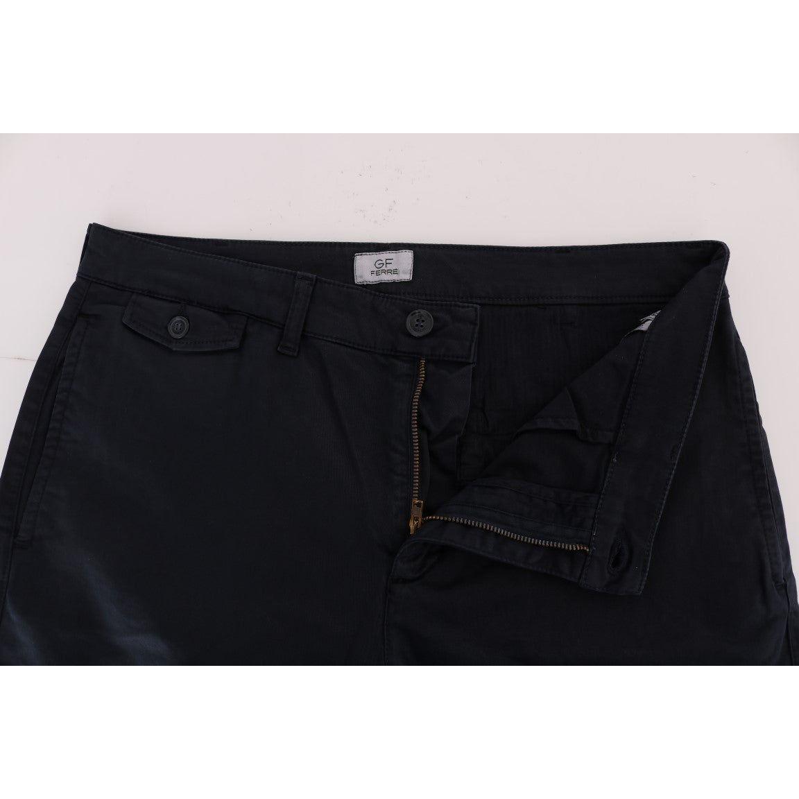 GF Ferre Sleek Blue Cotton Stretch Pants for Men GF Ferre Black