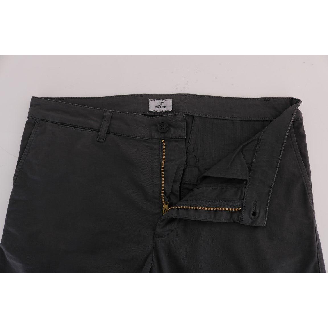 GF Ferre Elegant Slim-Fit Gray Cotton Trousers GF Ferre Light Gray