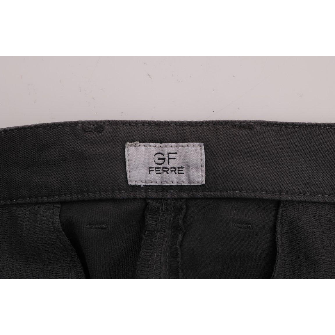 GF Ferre Elegant Slim-Fit Gray Cotton Trousers GF Ferre Black