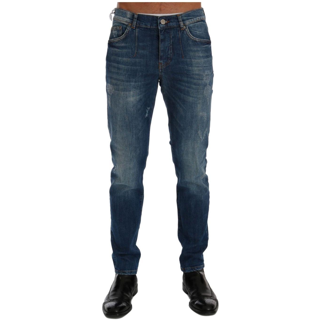 Frankie Morello Chic Slim Fit Blue Wash Jeans Frankie Morello Dark Slate Gray