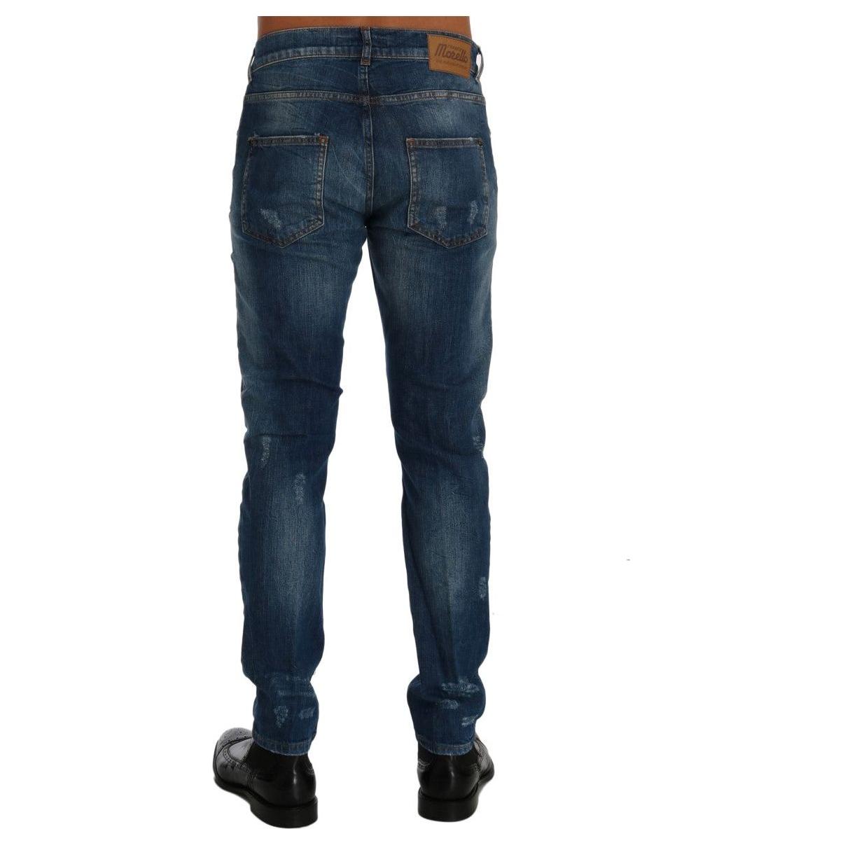 Frankie Morello Chic Slim Fit Blue Wash Jeans Frankie Morello Dark Slate Gray