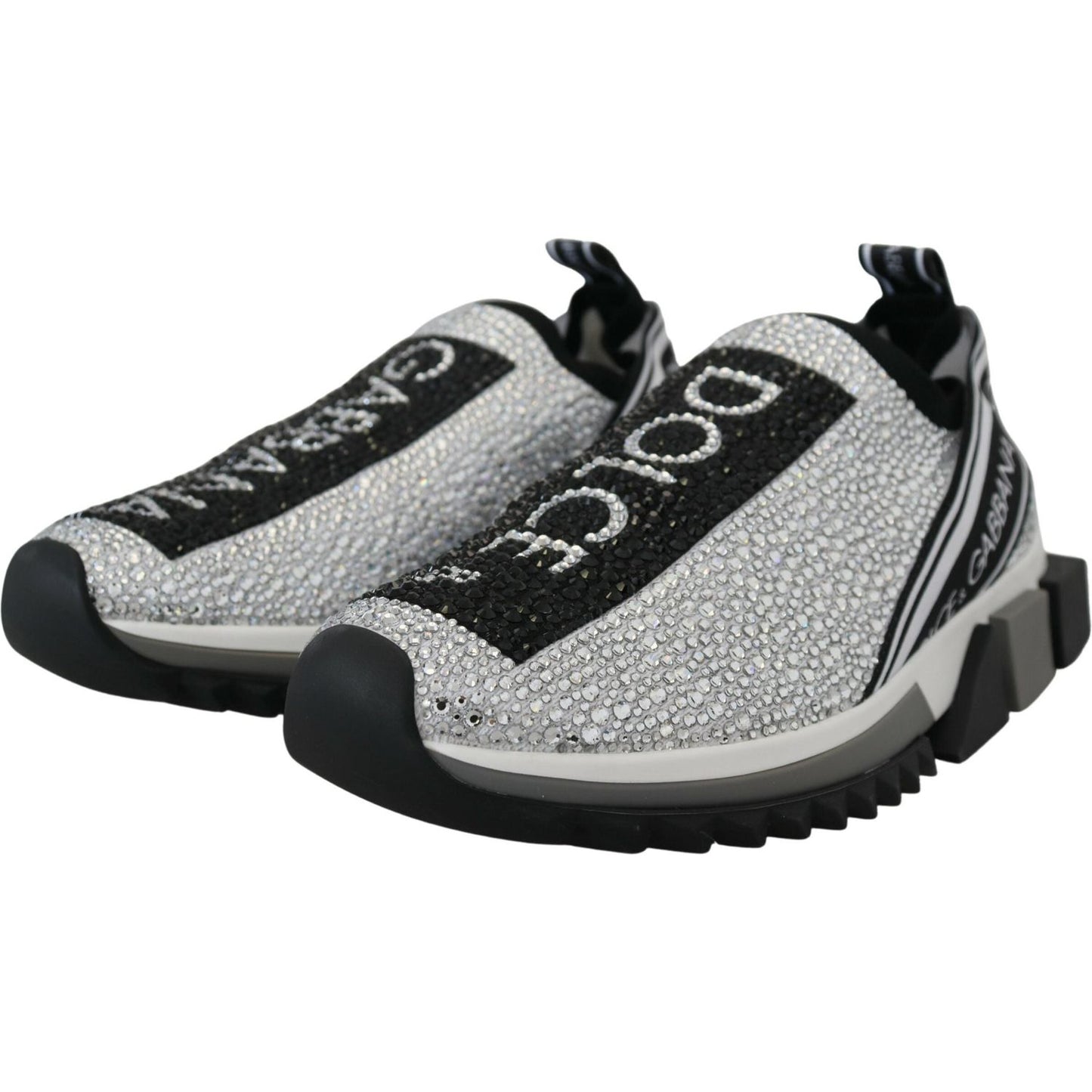 Dolce & Gabbana Sparkling Silver Rhinestone Sneakers Dolce & Gabbana Dark Slate Gray
