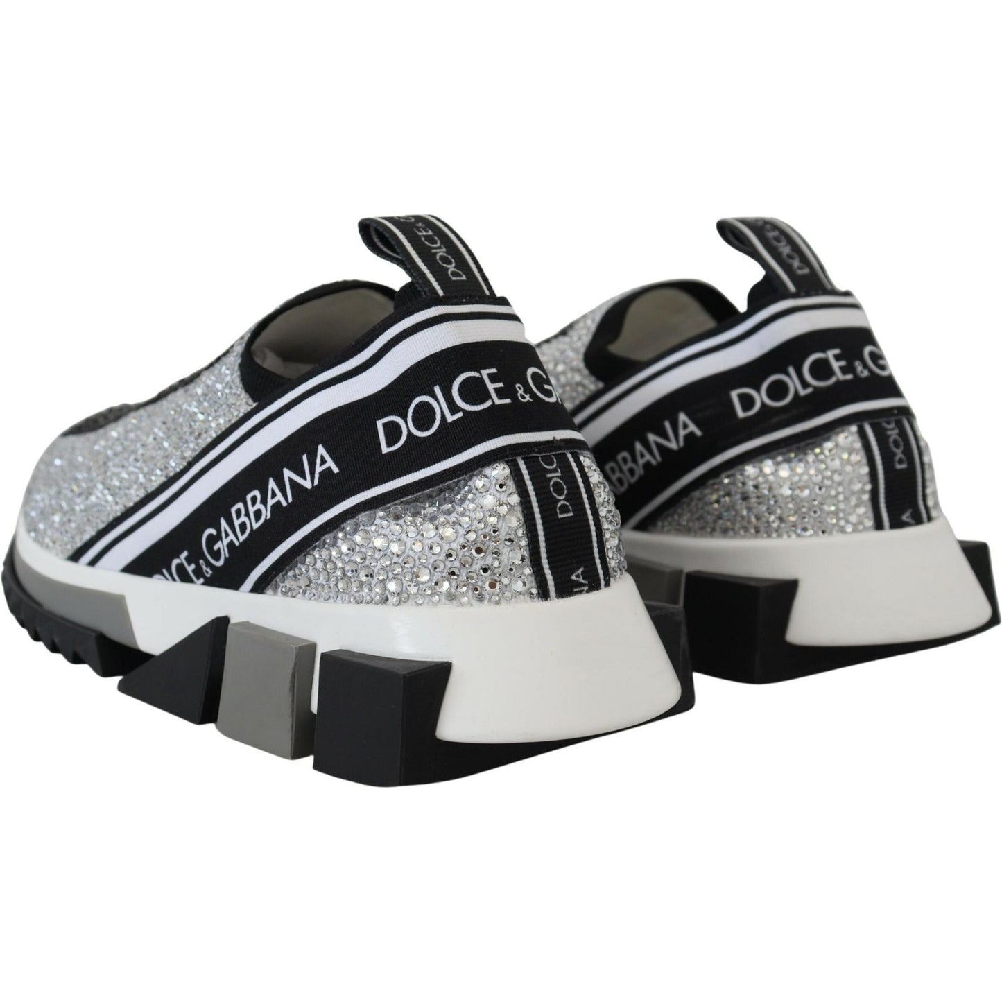 Dolce & Gabbana Sparkling Silver Rhinestone Sneakers Dolce & Gabbana Light Gray