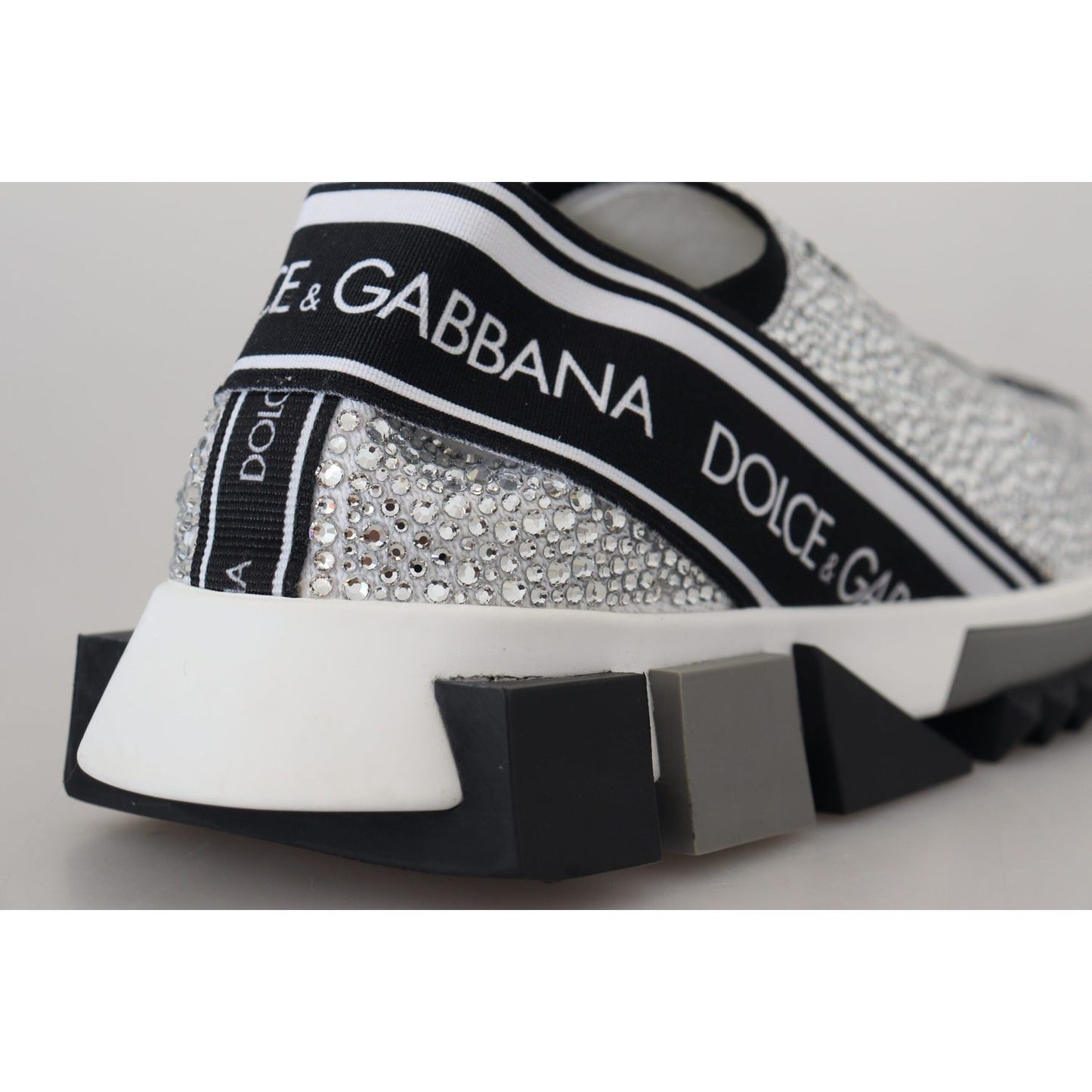 Dolce & Gabbana Sparkling Silver Rhinestone Sneakers Dolce & Gabbana Gray