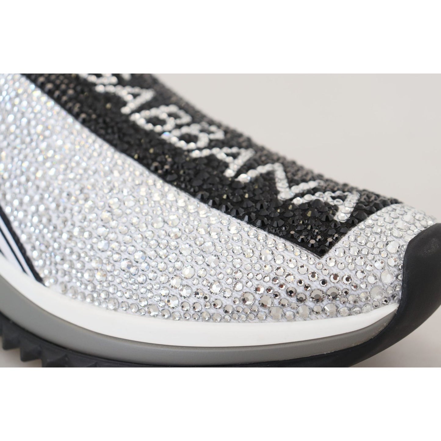 Dolce & Gabbana Sparkling Silver Rhinestone Sneakers Dolce & Gabbana Light Gray