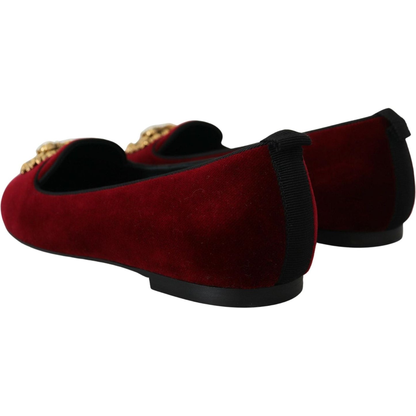 Dolce & Gabbana Bordeaux Velvet Devotion Loafers Dolce & Gabbana Black