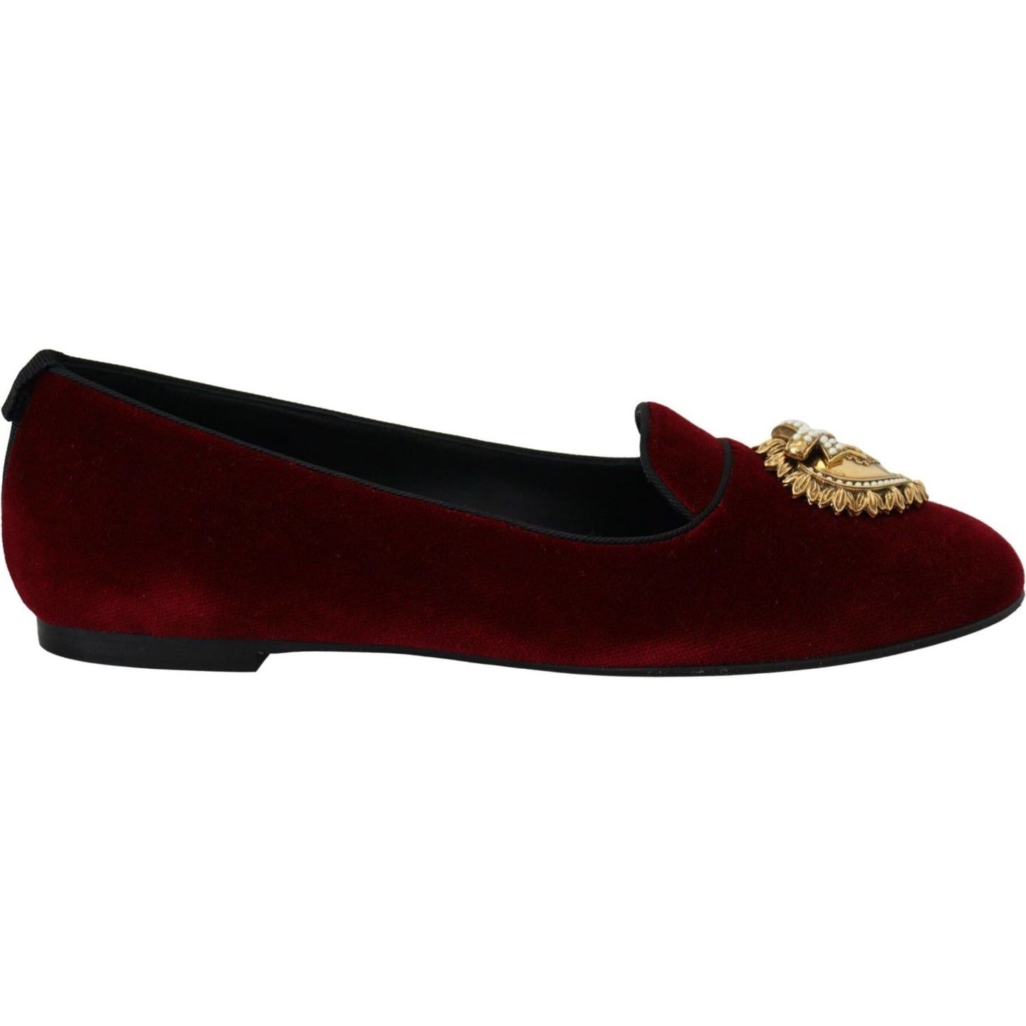 Dolce & Gabbana Bordeaux Velvet Devotion Loafers Dolce & Gabbana Black